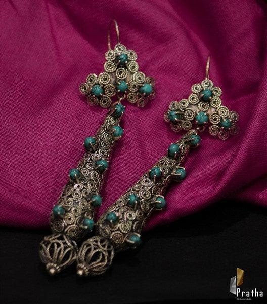 Long Silver Earrings-0