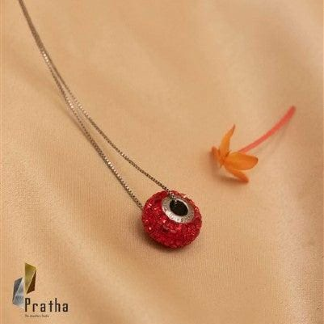 Red Ring Pendant With Chain-0